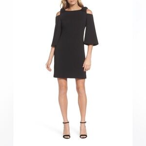 Trina Turk Aria Black Bow Cold Shoulder Sheath Dress Small